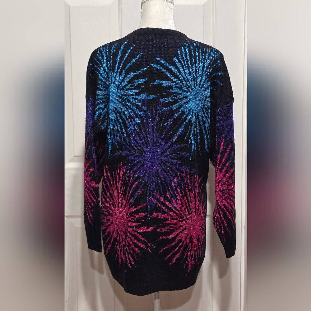 Vintage Distinctly Different Metallic Colorful Firework Pattern Sweater Size M/L - Picture 4 of 5